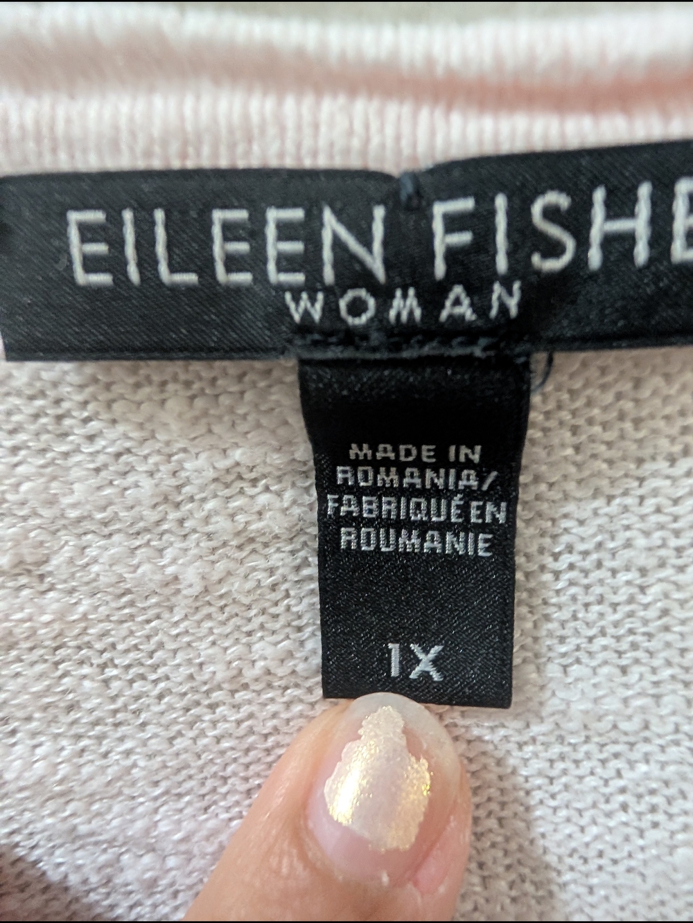 Eileen Fisher Pale Pink Long-Sleeve Crewneck Top - Picture 3 of 4